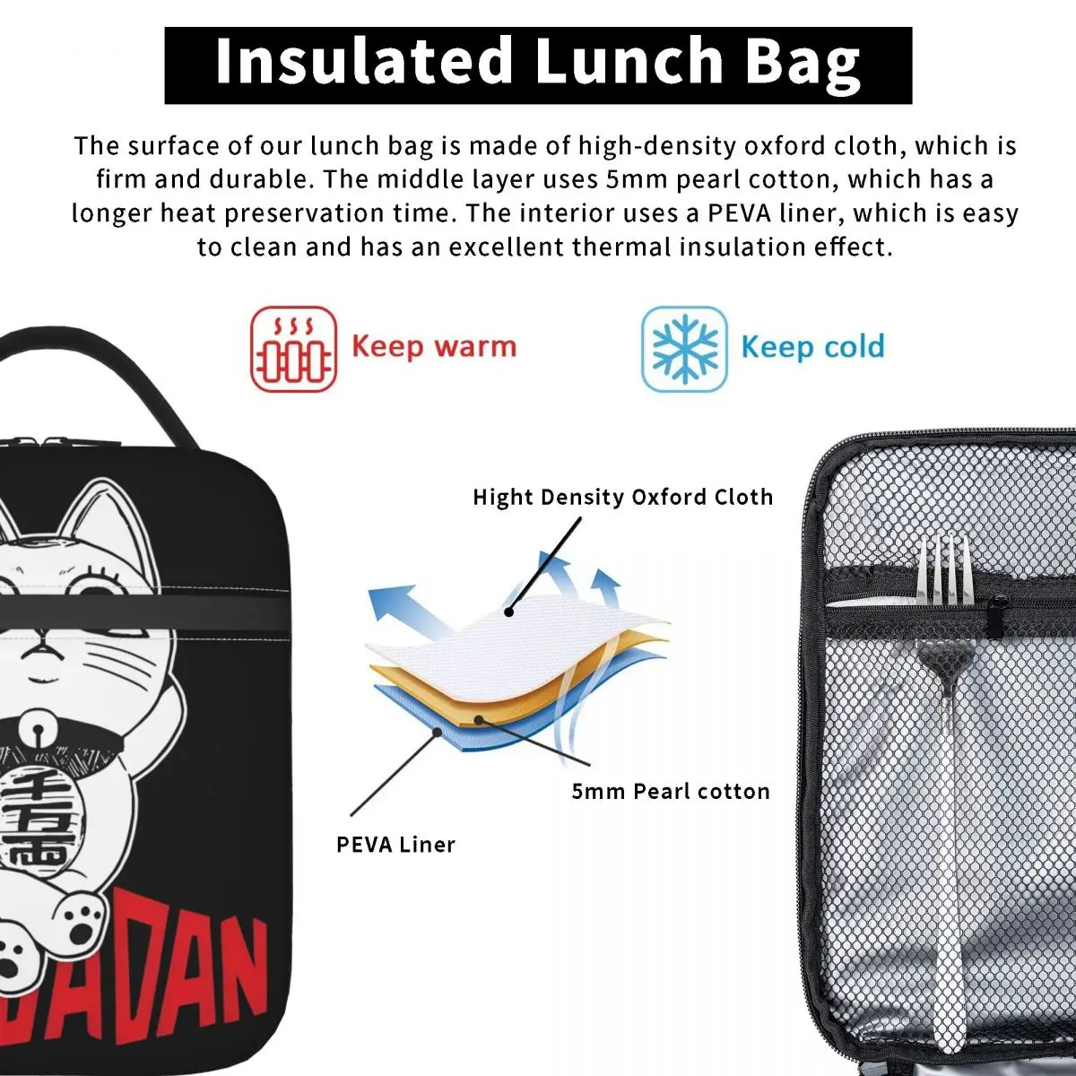 DanDaDan ランチバッグ 便利なランチボックス 女性用 アウトドア ピクニック プリント クーラーバッグ かわいい オックスフォード 保温ランチバッグ