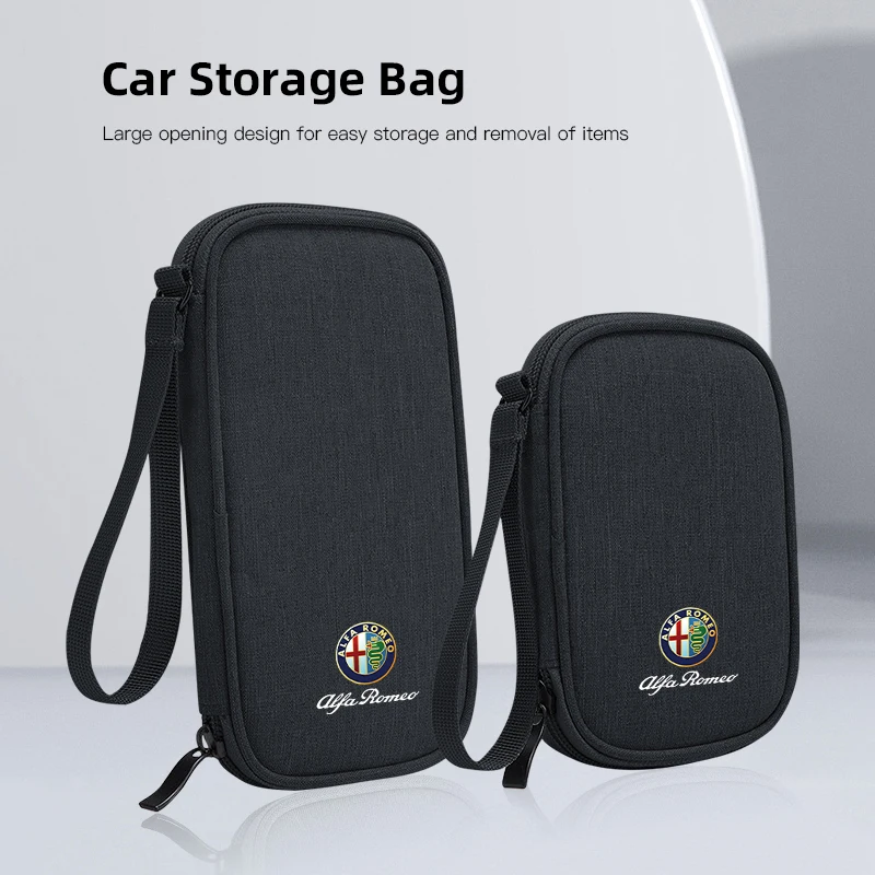 

2026 Hot Car Sticker Car Interior Portable Storage Bag Data Cable For Alfa Romeo Giulietta GT 159 147 156 Mito Brera Giulia F1 S