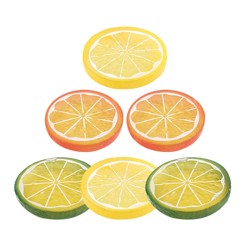 

6pcs Artificial Lemon Slices PVC Faux Fruits Decorations for Home Restaurant Photography Props Fruit Accessories