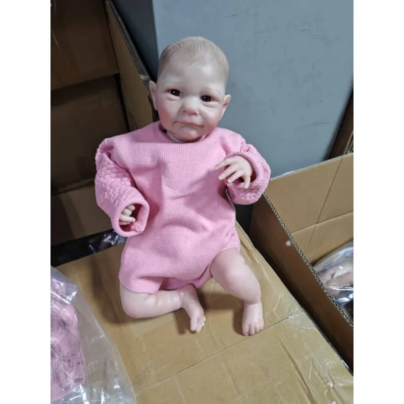49 cm herboren babypop al geschilderd afgewerkte baby 3D huid zichtbare aderen verzamelbare kunstpop