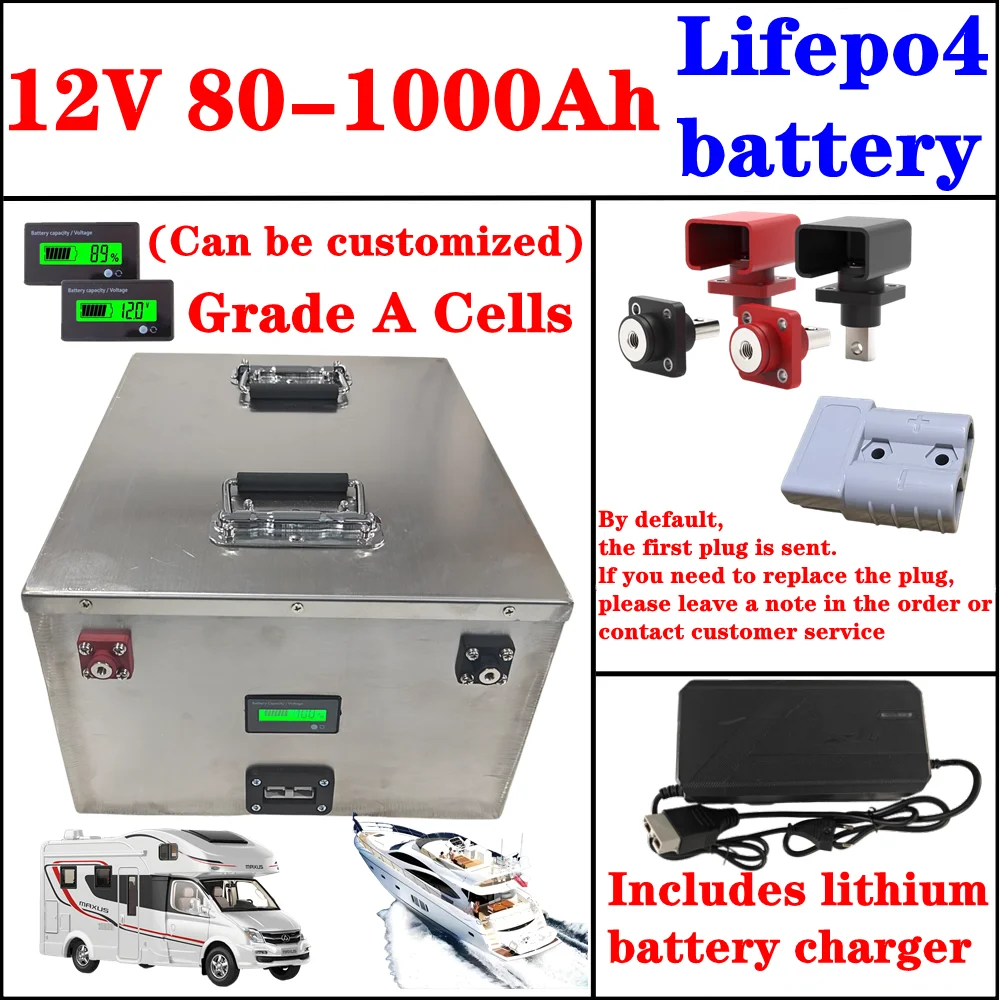 BMS 4S 12V 100Ah 80Ah 120Ah 150Ah 200Ah 300Ah 400Ah-1000Ah Lifepo4 Battery for 1200W Off-Grid UPS Boat Solar Panel Outdoor