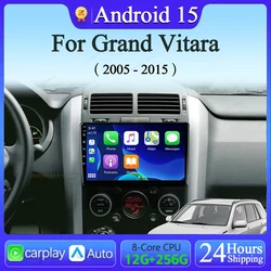 Android 15 For Suzuki Grand Vitara 2005-2015 4G+WiFi Car Radio Multimedia Video Player Stereo Navigation GPS Carplay 360 Camera