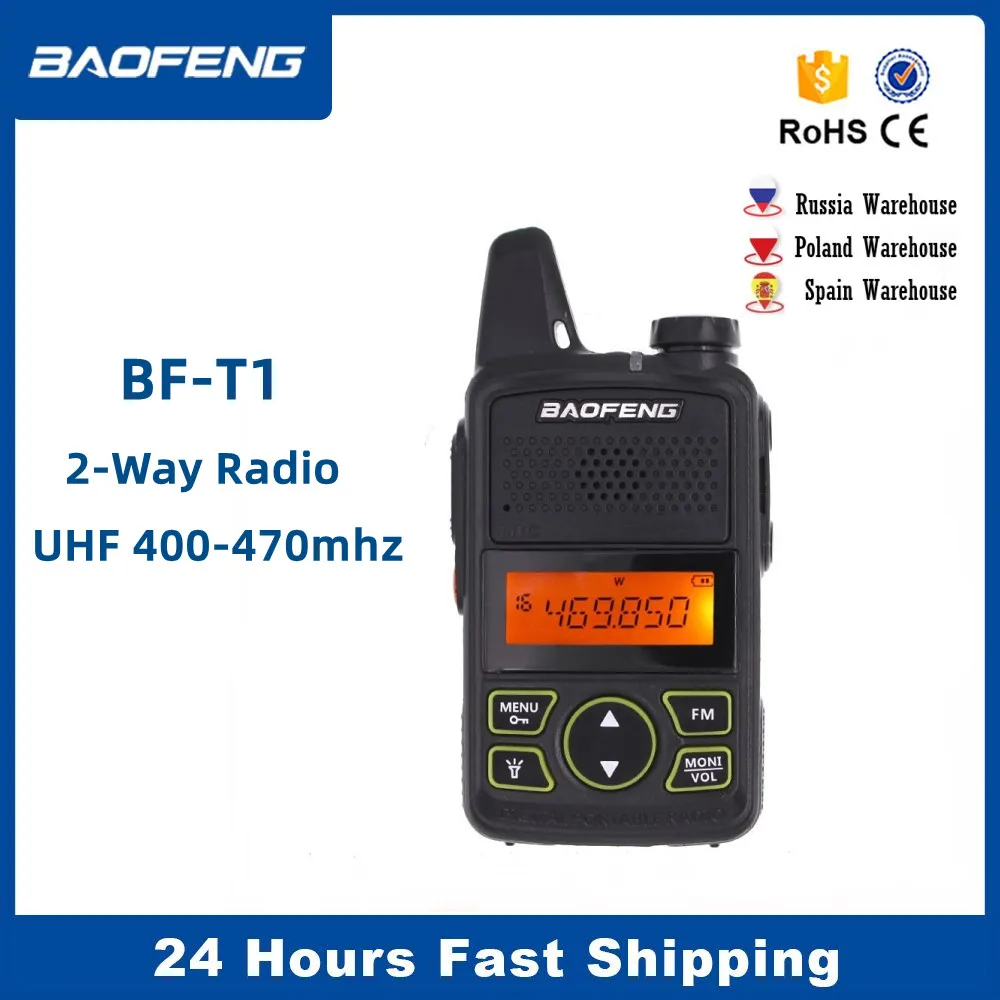 Baofeng BF-T1 Mini Walkie-talkies UHF 400-470MHz Amateur Two-way Radio 5W Portable FM 20CH Transceiver For Kids Toy CB Radio