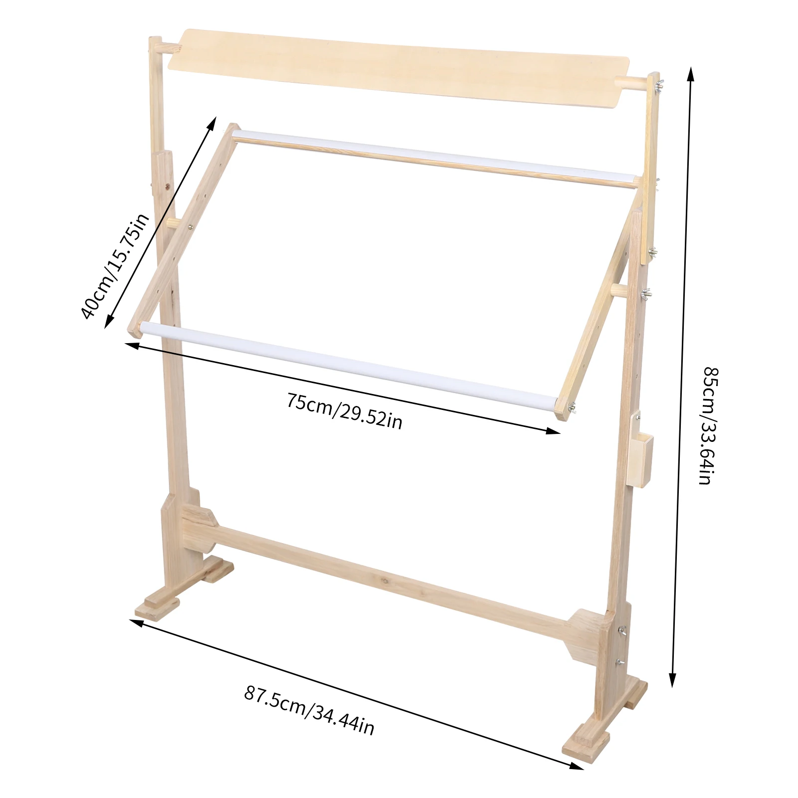 Large Adjustable Wood Cross Stitch Frame Floor Stand Needlework Embroidery Rack With a Rounded Feel, Beautiful and Finely Ground