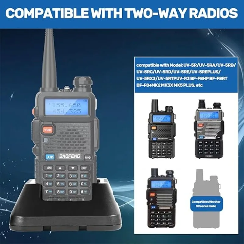 Baofeng UV-5R BF-F8HP Charger Base Kit 100V-240V AC Wall Charger for Baofeng UV-5R Series Ham Two-Way Radio Walkie Talkie