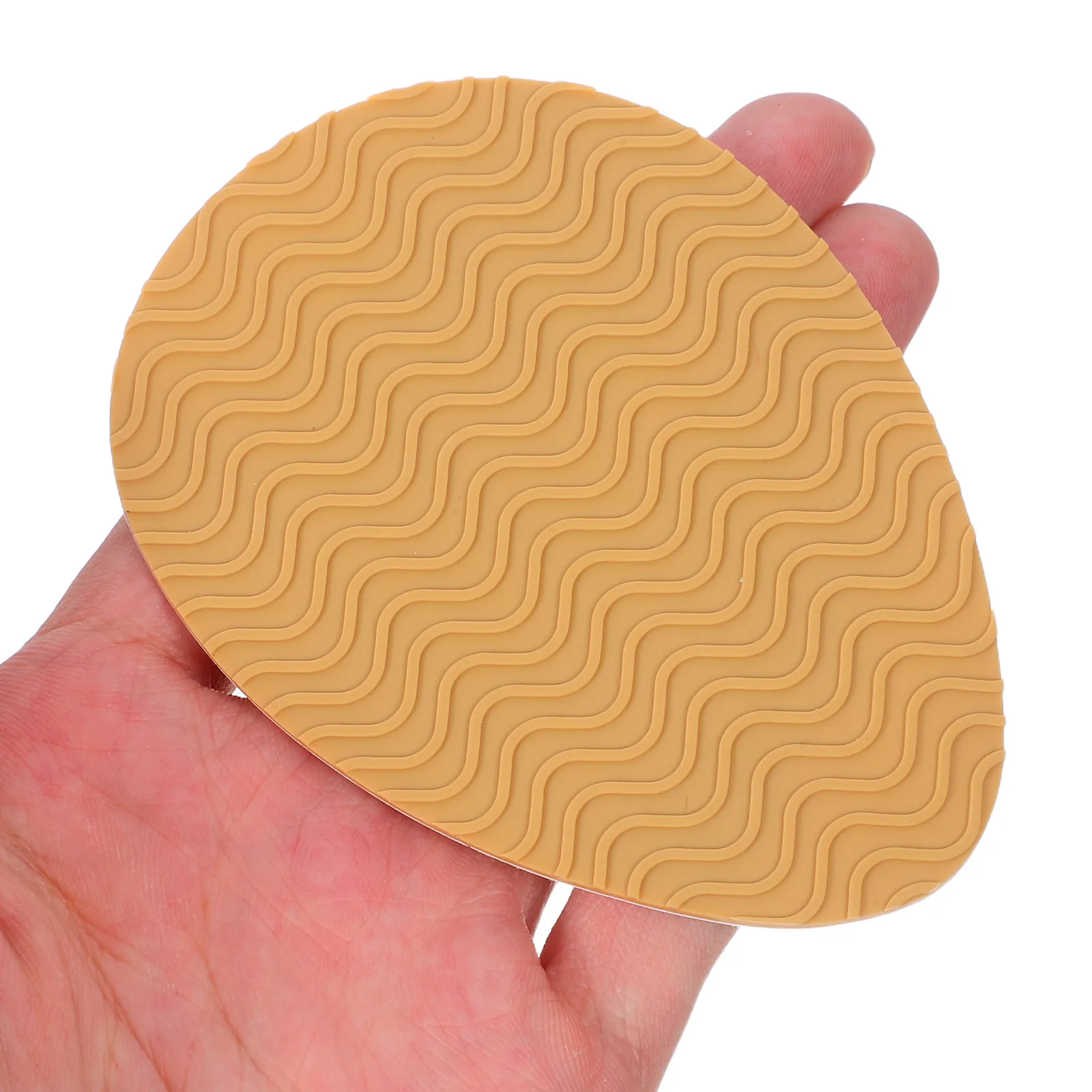 

4 Pair Anti-slip Sole Stickers S Pads Wavy Pattern Khaki Silica Gel Non for Shoes