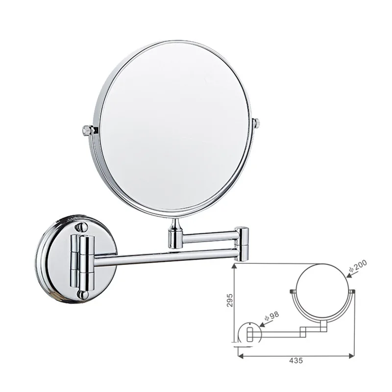 3X Zoom Mirror Chrome Round 6/8 Inch Double Sides Modern Cosmetic Bath Mirror Swivel Mirror Rotatable Makeup