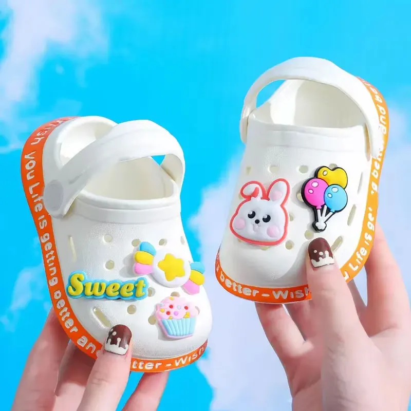 EVA Summer Kids Sandals Hole Children\'s Shoes Slippers Anti-Skid Cartoon DIY Design Hole Baby Shoes Sandy Beach For Boys Girls