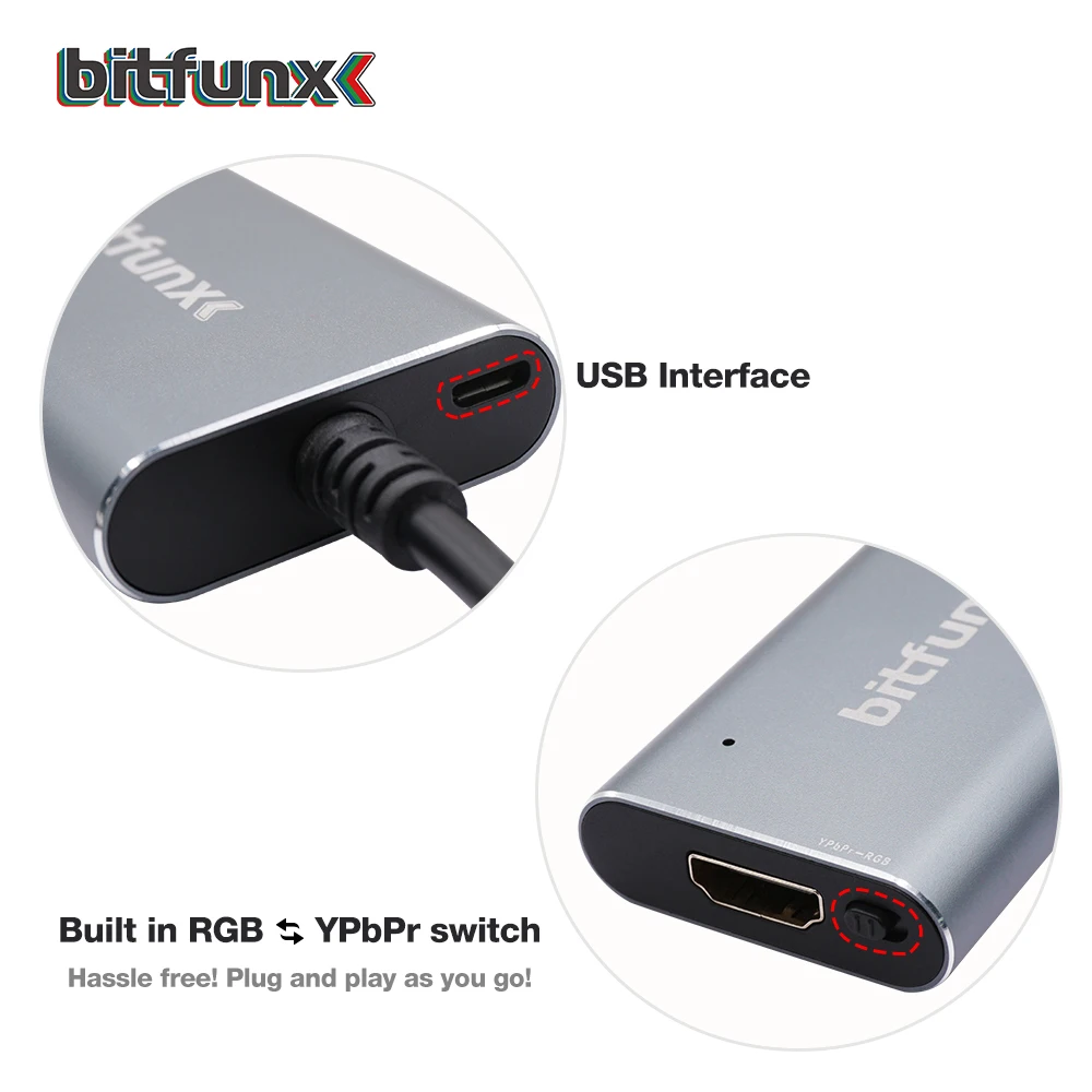 Bitfunx RGB YPBPR to 1080P HDMI-Compatible Converter For PS2 PS1 PS One PlayStation Game Consoles With RGB to YPbPr Switch