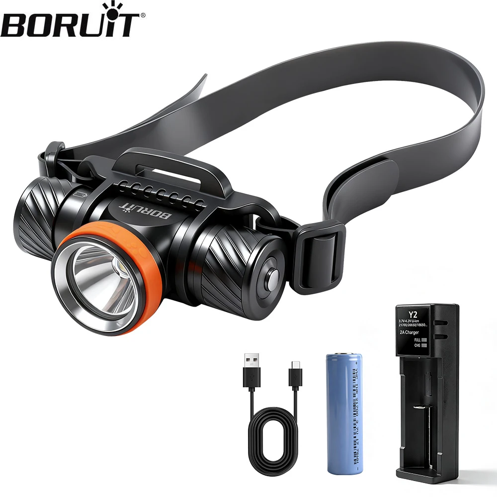 BORUiT HP1000 Underwater LED Diving Headlamp Ultra Bright 1200LM 60 Meters 21700/18650 Scuba Diving Headlight IP68 Waterproof