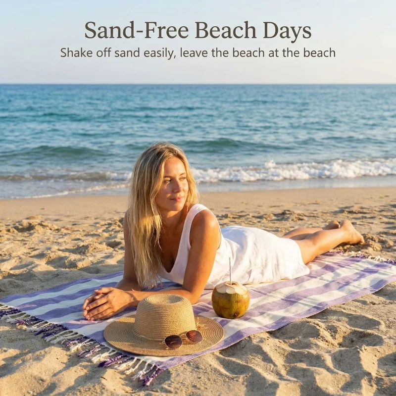 Large Cotton Beach Towel, Turkish Style Beach Towel with Sauna Girl Design, Unisex for Men and Women, Ideal for Spa & Sauna Gift