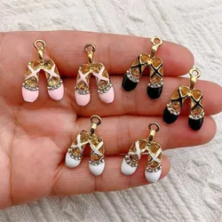 6pcs Enamel Dancer pendant Rhinestone Jewelry Making DIY Handmade Ballet Shoes Charms For Bracelet Earrings Necklace Gift DIY