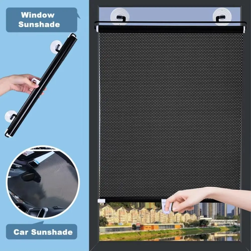 Shutter No Drill Roll Curtain Movable With Suction Cup Blackout Curtains Roller Blind Window