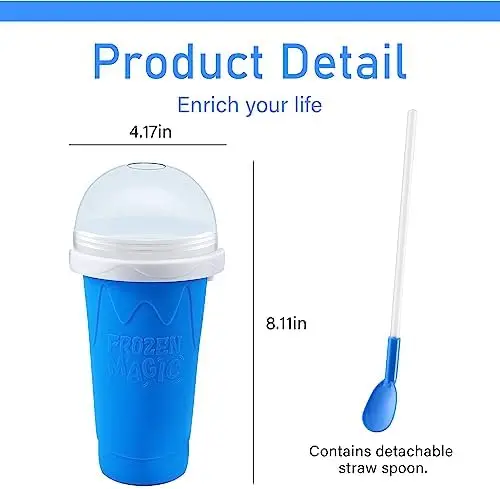 Slushie Maker Cup, Quick  Magic Cup，Smoothies Cup Cooling Cup with Lid&Straw，DIY Homemade Squeeze Icy Cup For Milk Shake, Sm - view 2