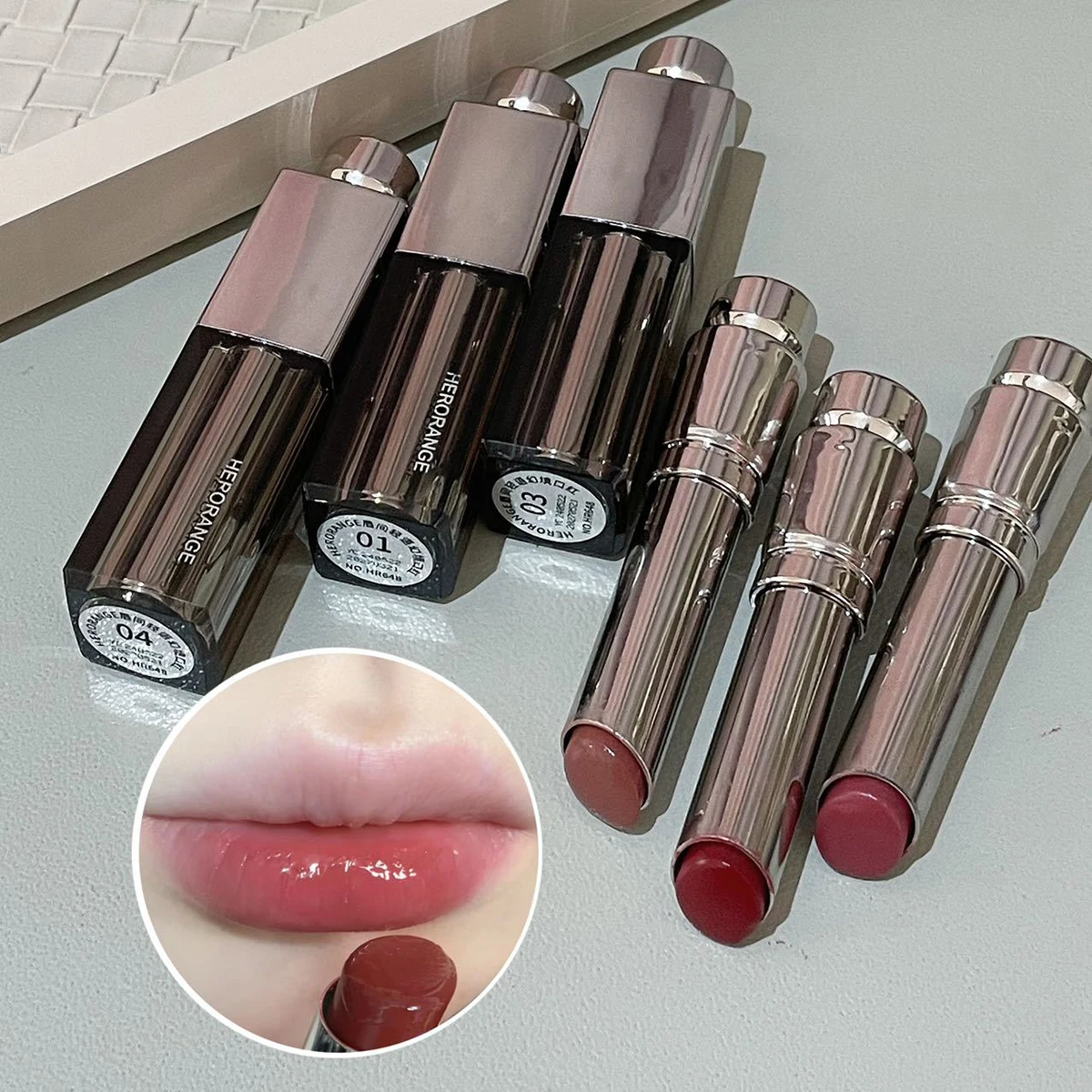 Water Mirror Solid Lip Gloss Moisturizing Sexy Red Lipstick Crystal Jelly Grey Pink Bean Paste Lip Tint Lasting