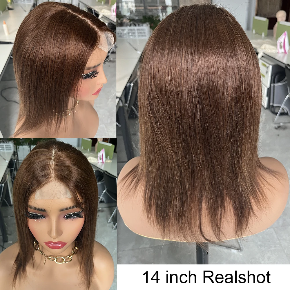 Brown 100% Human Hair Wig 2x6 Lace Kim K Closure Wig  for Women Transparent Lace Front Middle Part Straight Natural Hair Bobbi image 2