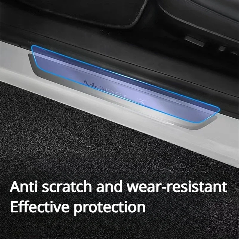 TPU Threshold Strip Film For Tesla Model 3 Y S X Transparent Welcome Pedal Film Anti Scratch Protective Modely Car Accessories