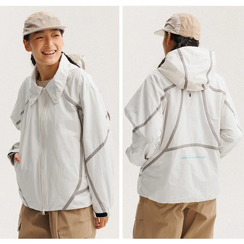 

Men Women Outdoor Hiking Windproof Waterproof Loose Casual Sport Hooded Cargo Biker Jacket City Boys Girls Streetwear Coat