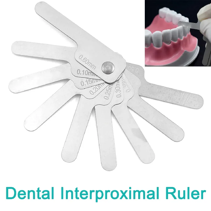 9Pcs Dentistry Tooth Gap Measuring Rule Interproximal Reduction Gauge Ruler Reciprocating IPR Orthodontic Treatment Dental Tools