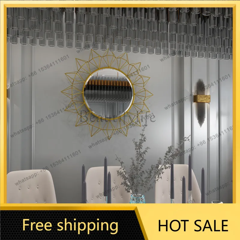 zj. Vintage Upper Wall No Decorative Painting Living Room Style Wall-Mounted Mirror
