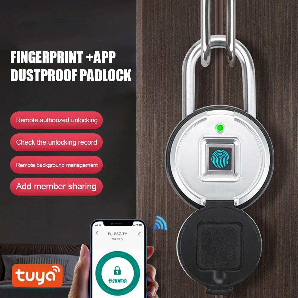 

Tuya Smart Padlock Biometric Fingerprint Lock Waterproof Electronic Locks Smart Life APP Keyless Unlock Home Security Protection