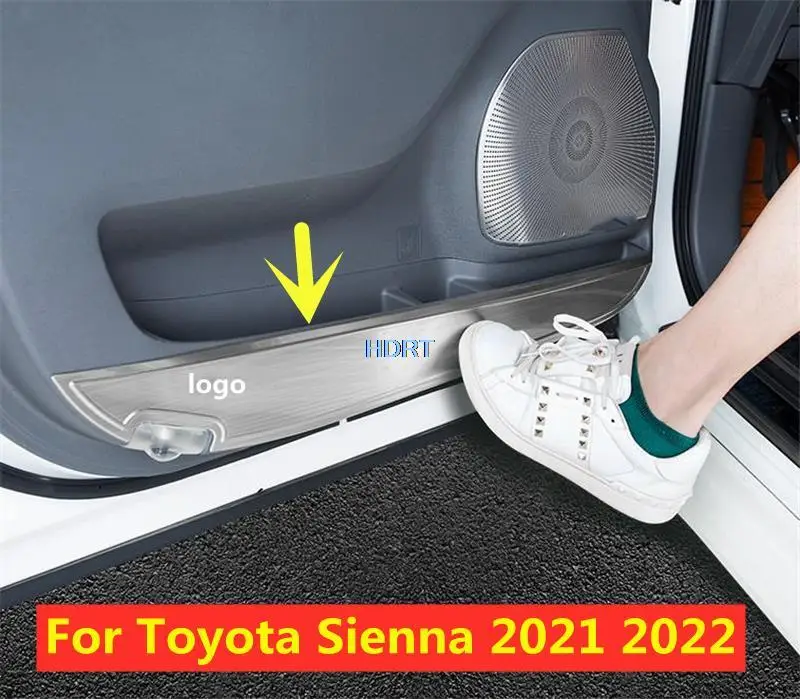 

Stainless Steel Protector Side Edge Protection Pad Protected Anti-kick Door Mats Cover For Toyota Sienna 2021 2022 Car Styling