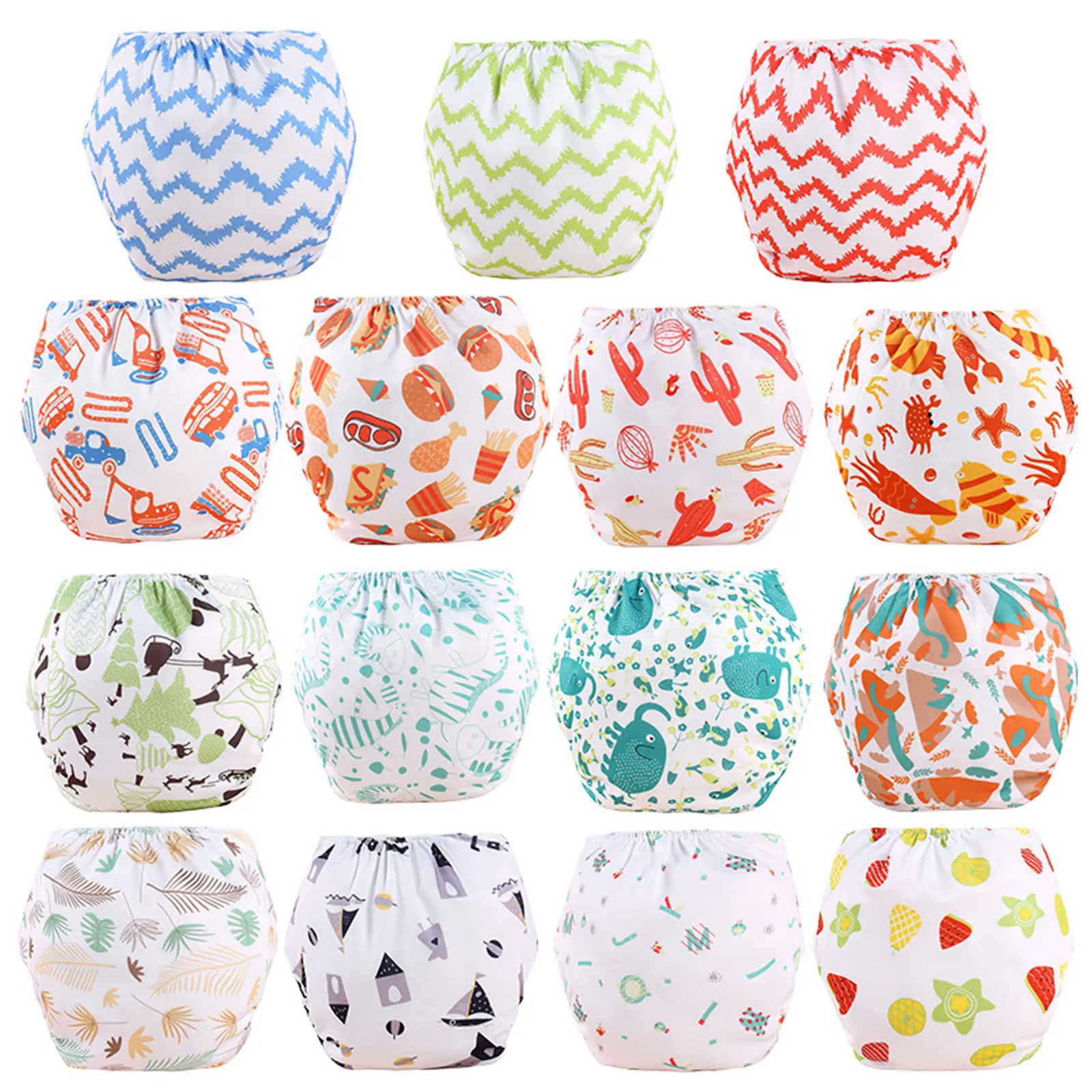 Couche-culotte réutilisable avec boutons College de dessin animé, réglable, 1 pièce