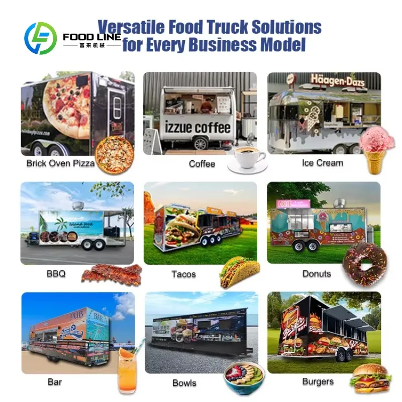 Reboque de caminhão de comida de sorvete móvel totalmente equipado comercial de luxo personalizado para venda na Europa