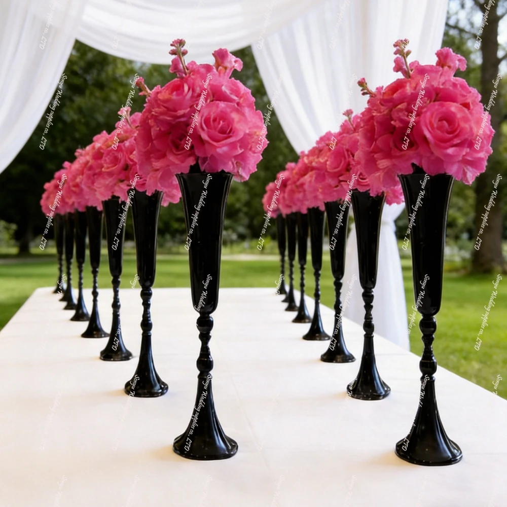 

10pcs 60-100cm Bulk gold/white/sliver/Black metal Cylinder Flower Vases Table Center Pieces for Events Wedding Table Decoration