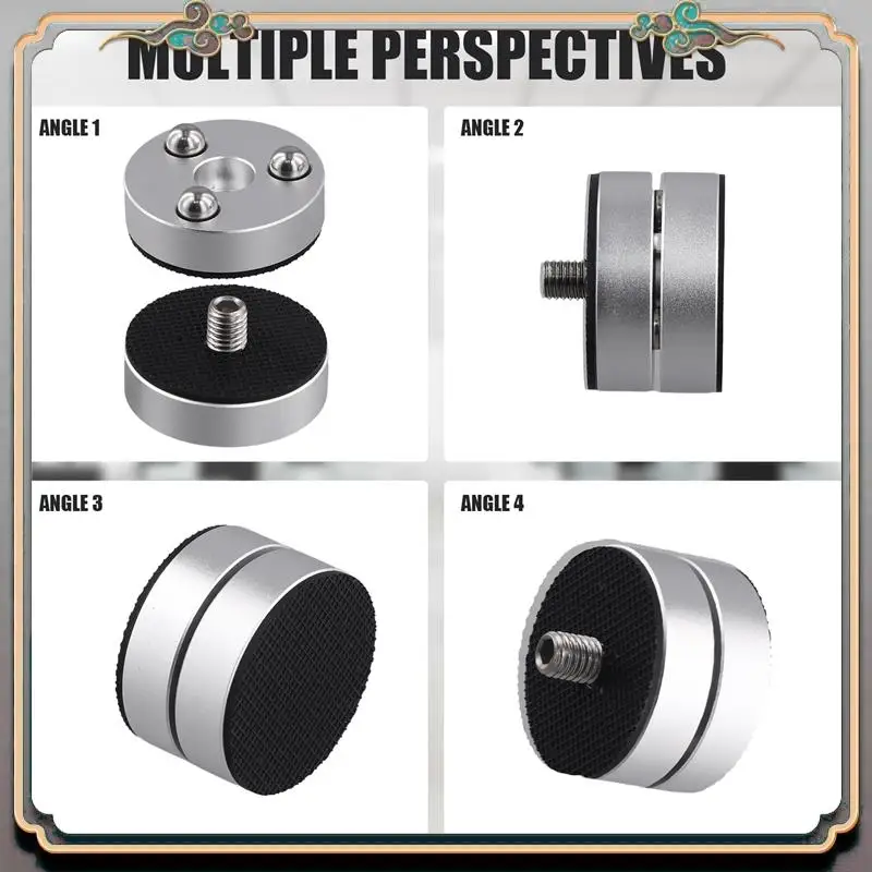 A46M-4Pcs سبائك الألومنيوم امتصاص الصدمات القدم ترصيع، نظام الصوت منصات القدم، 3 نقاط الصلب الكرة دعم مكبر للصوت قاعدة قدم