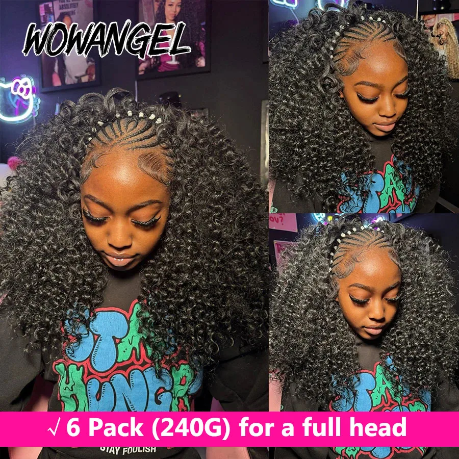 Cabello Humano Crochet Deep Wave para Trenzar Rizado Invisible Nudo Pre Separado Sin Nudo Extensiones con Hilo 2
