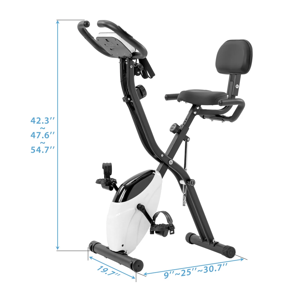 Folding Exercise Bike 16 Level Adjustable Resistance Upright Recumbent Fitness Bike