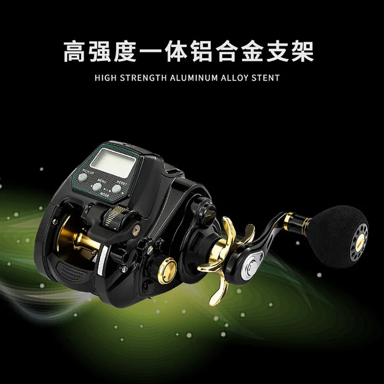 Left Hand Electric Trolling Fishing Reel Digital Screen 6.4:1 Gear Ratio Sturdy Plastic Body Saltwater Deep Sea Spinning Reel
