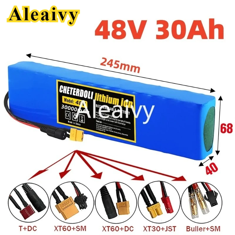 

48V 30Ah 13S2P 18650 Lithium Battery Pack 1000W High Power Battery for 54.6V 250W 350W 500W 750W ebike Motor Kit With Charger