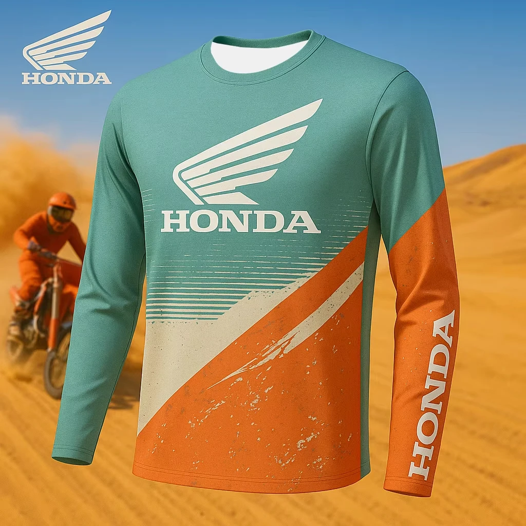 تي شيرت صيفي جديد للدراجات النارية على الطرق الوعرة من Honda بأكمام طويلة واقي من الشمس والغبار سريع الجفاف وجيد التهوية لركوب الخيل في الهواء الطلق