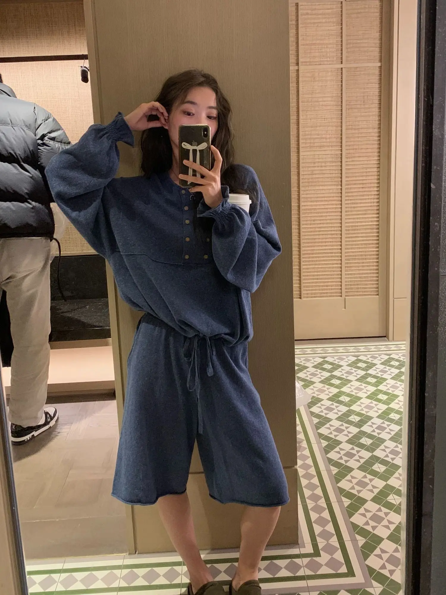 

My Crush Summer Linen Knitted Set High Waist Five-Quarter Pants Breathable Long Sleeve round Neck T-Shirt Fashionable Spring ...