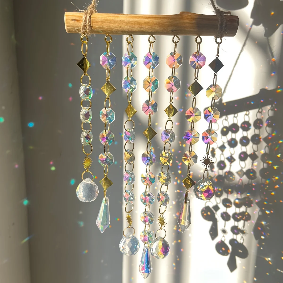 Fantasy Crystal Wind Chime Hanging Window Room Illusion Rainbow Wisząca dekoracja ścienna Suncatcher Gift