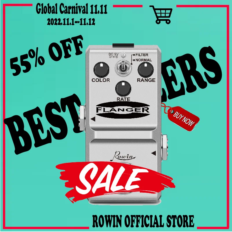 Rowin LN-312 Flanger Mini Guitar Effect Pedal Ture Bypass Full Metal Case With Normal And Filter Modes