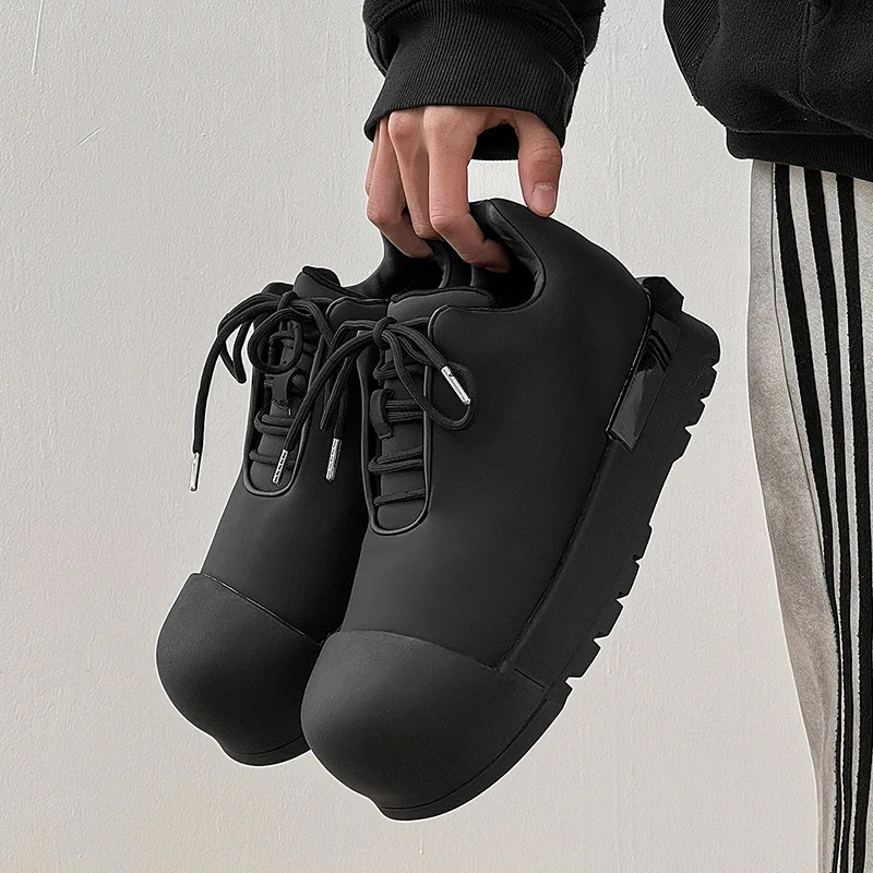 plus size men fashion punk rock platform boots black trendy genuine leather shoes cowboy ankle boot designer big toe short botas view 5