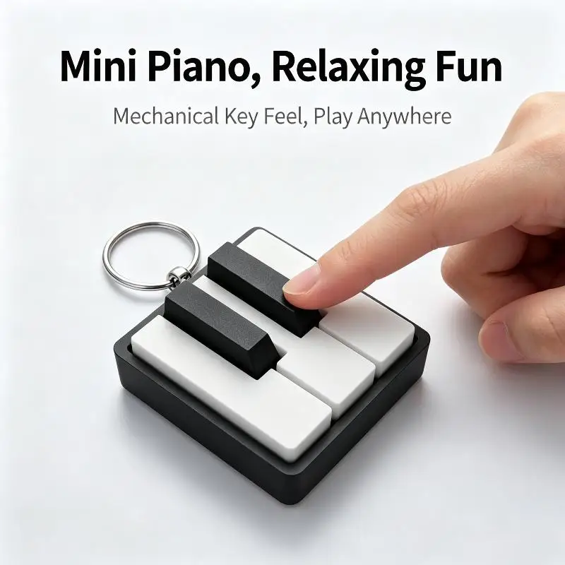 Piano Keyboard Clicker Keychain Mini Quiet Fidget Toy Stress Relief Sensory Toy for Office Workers School Party Gifts