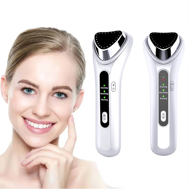 New private label heating EMS galvanic anti wrinkle face massager face clean massage for remove makeup beauty device