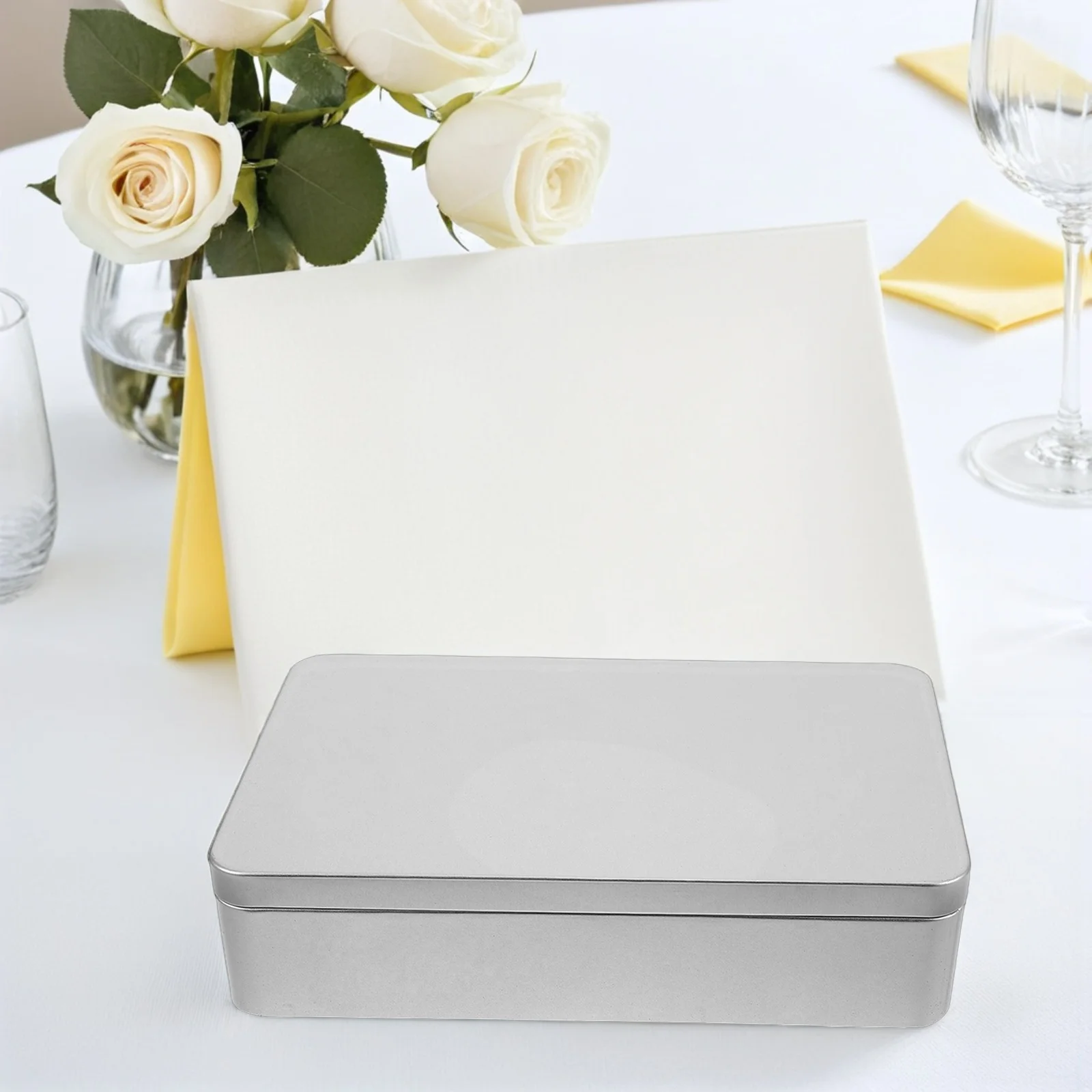 صندوق مستطيل صفيح مزخرف، غطاء تخزين معدني، علبة حلوى، هدايا لحفلات الزفاف، منظم منزلي، صندوق عطلة #6