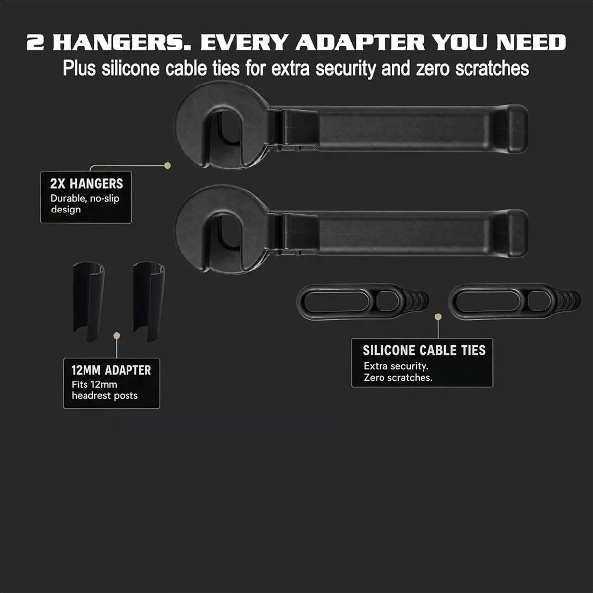 Heavy Bow Hanger for Truck, 2 PCS Headrest Mount Bow Holder Twist-on Design Holds 100+ Lbs Hunting Gear Hook