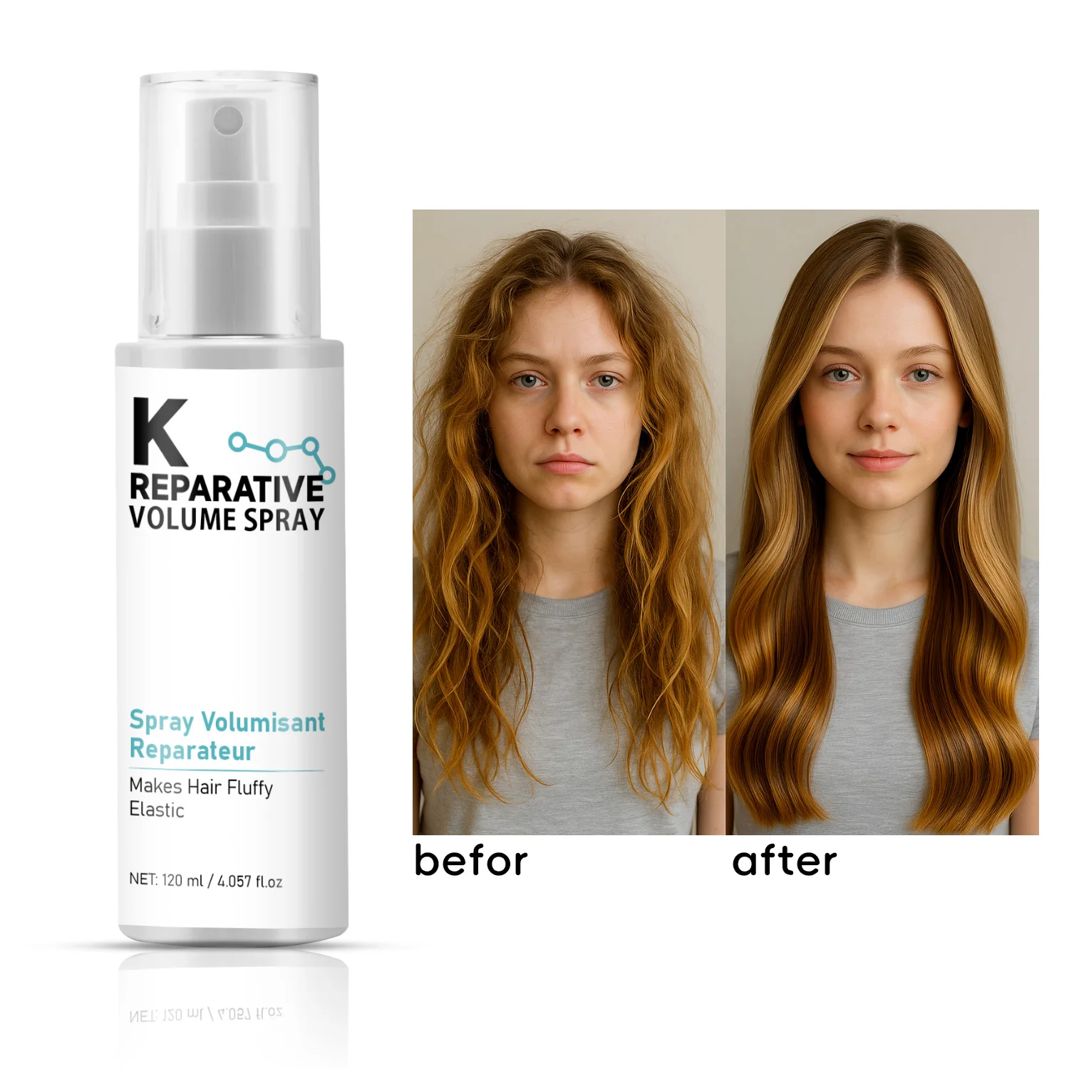 

120ML Reparative Volumize Spray 2-Day Hair Thickening Hold For Thin, Fine, Fragile Hair Repairs Damaged Hair Non-Sticky Spray