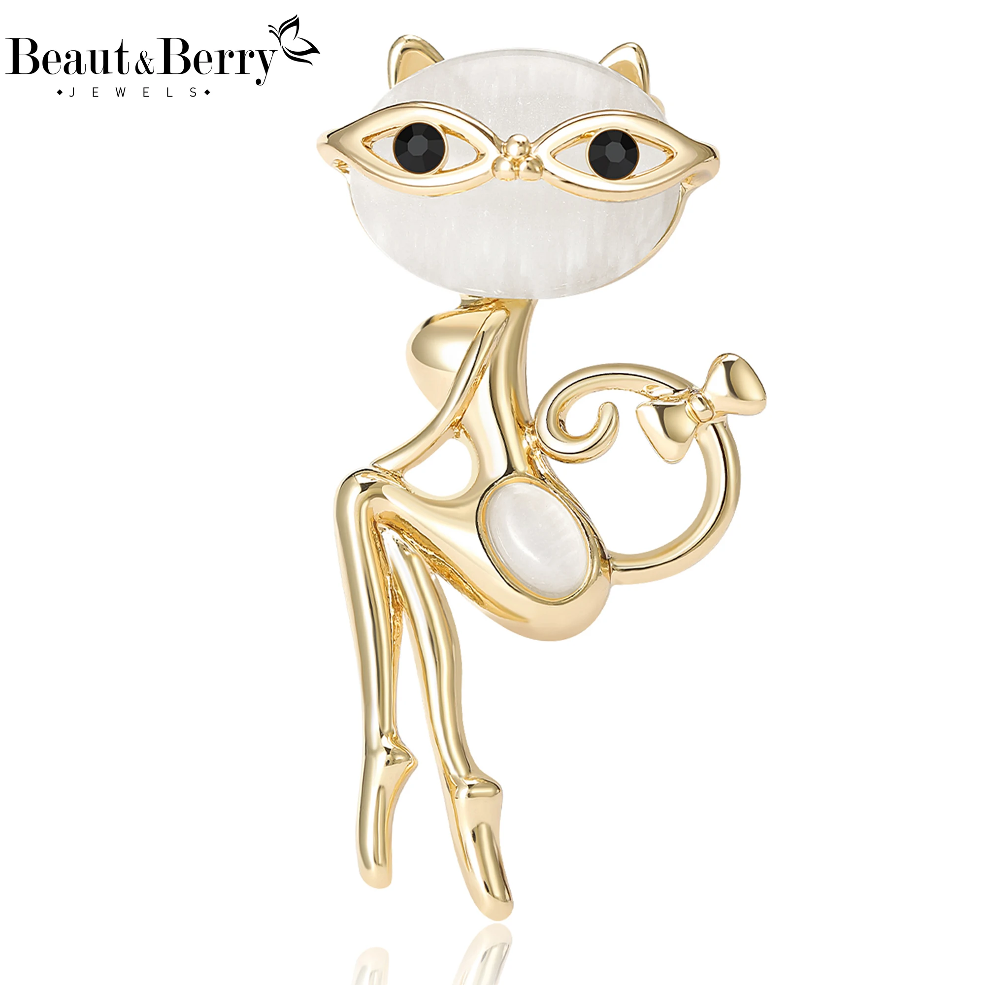 Beaut&Berry Beautiful Cute Cat Brooches for Women Unisex Animal Kitten Pins Friends Party Gifts Banquet Jewellery Accessories