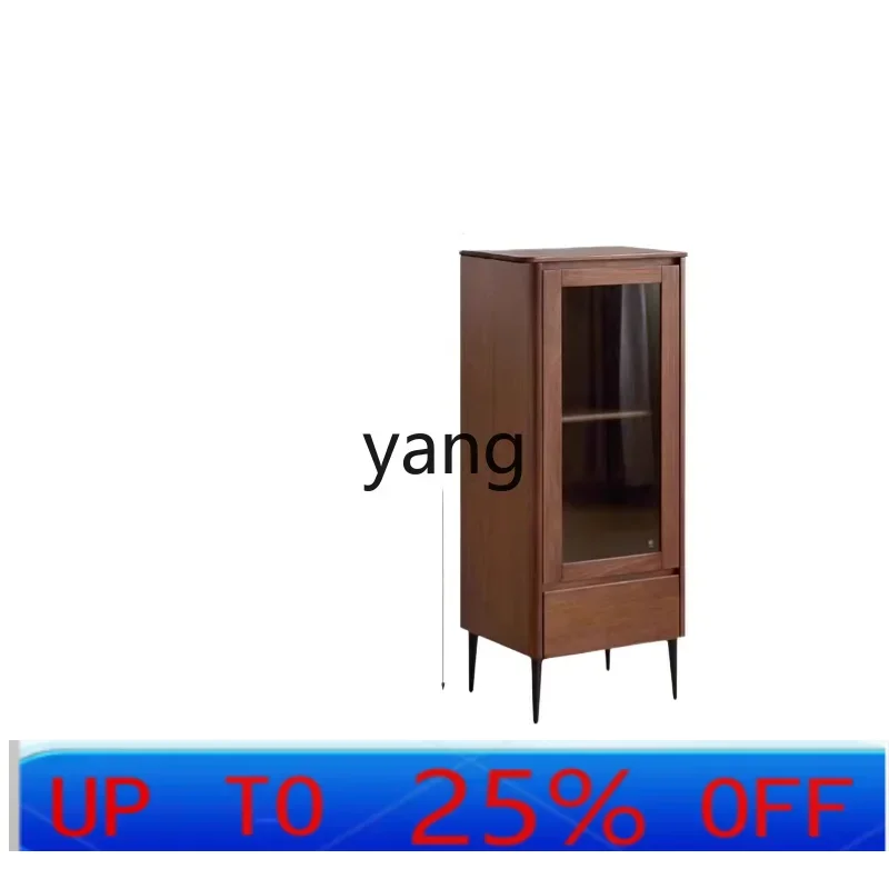 

LHH solid wood side cabinet, living room against the wall TV cabinet, black walnut sofa next to the storage cabinet