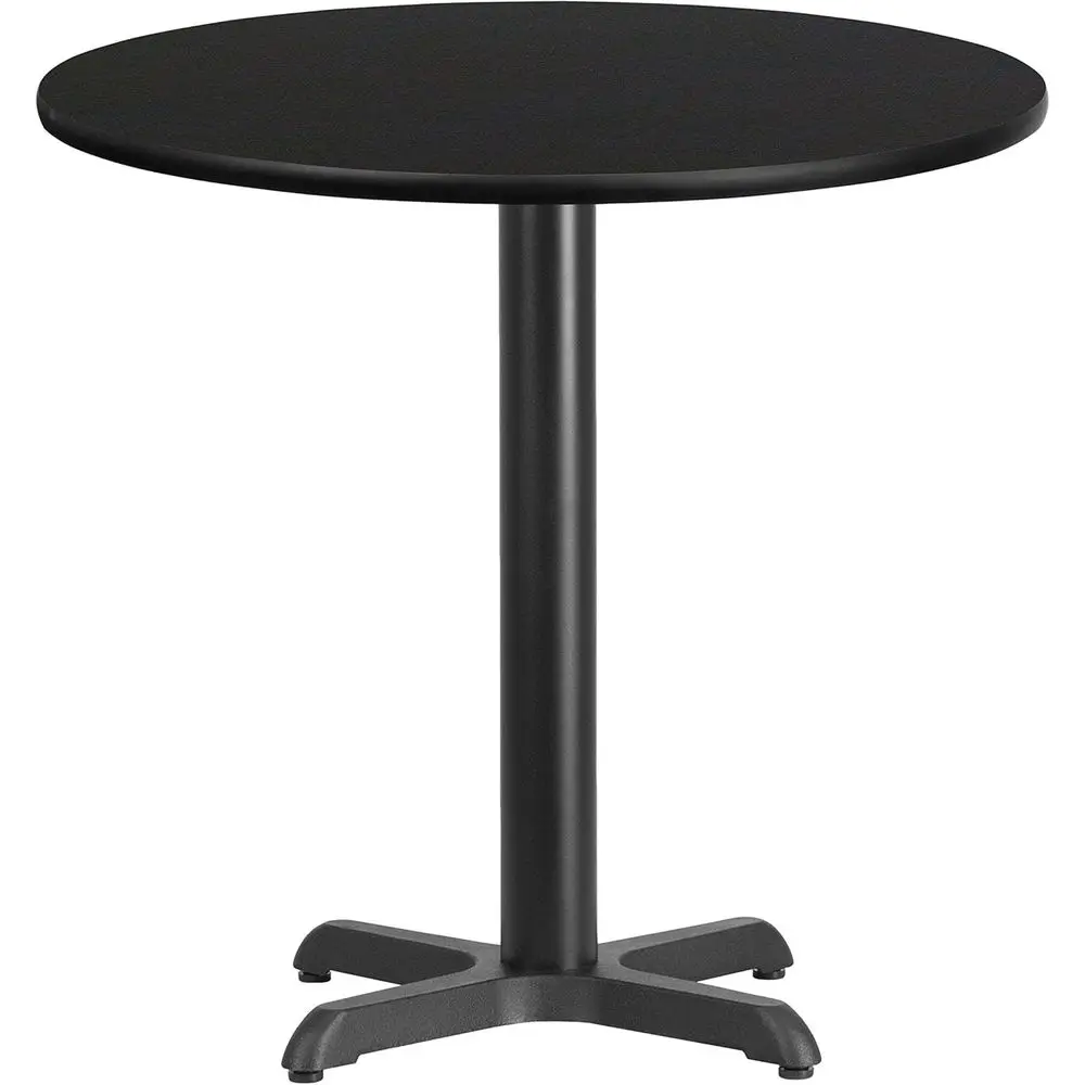 

30 Round Black Laminate Table Top with 22 Square Height Base