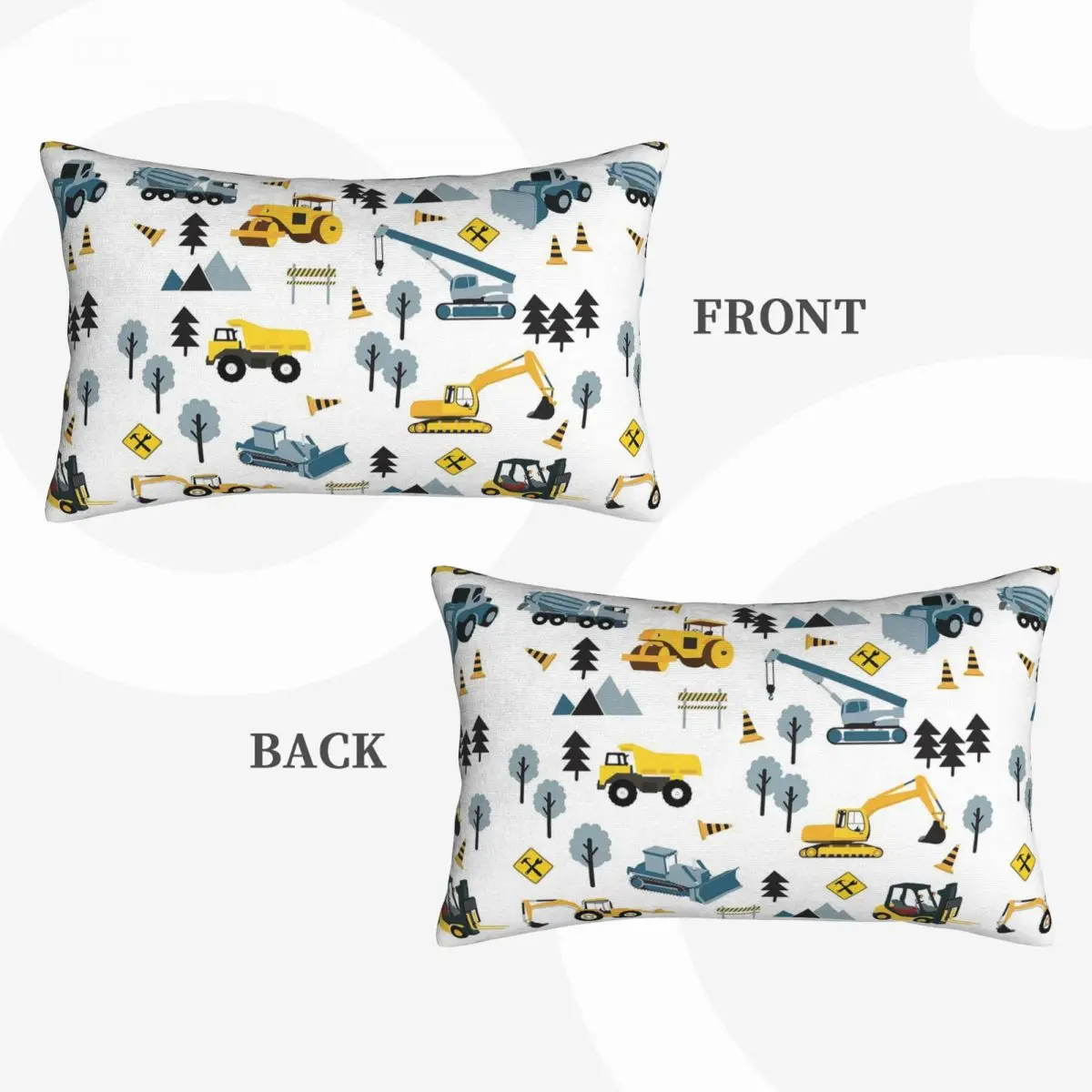 Blue Construction Trucks & Site Theme Pattern Rectangle Pillowcase Cushion Cover Decor Bedroom Bed Home Comfort Throw Pillow