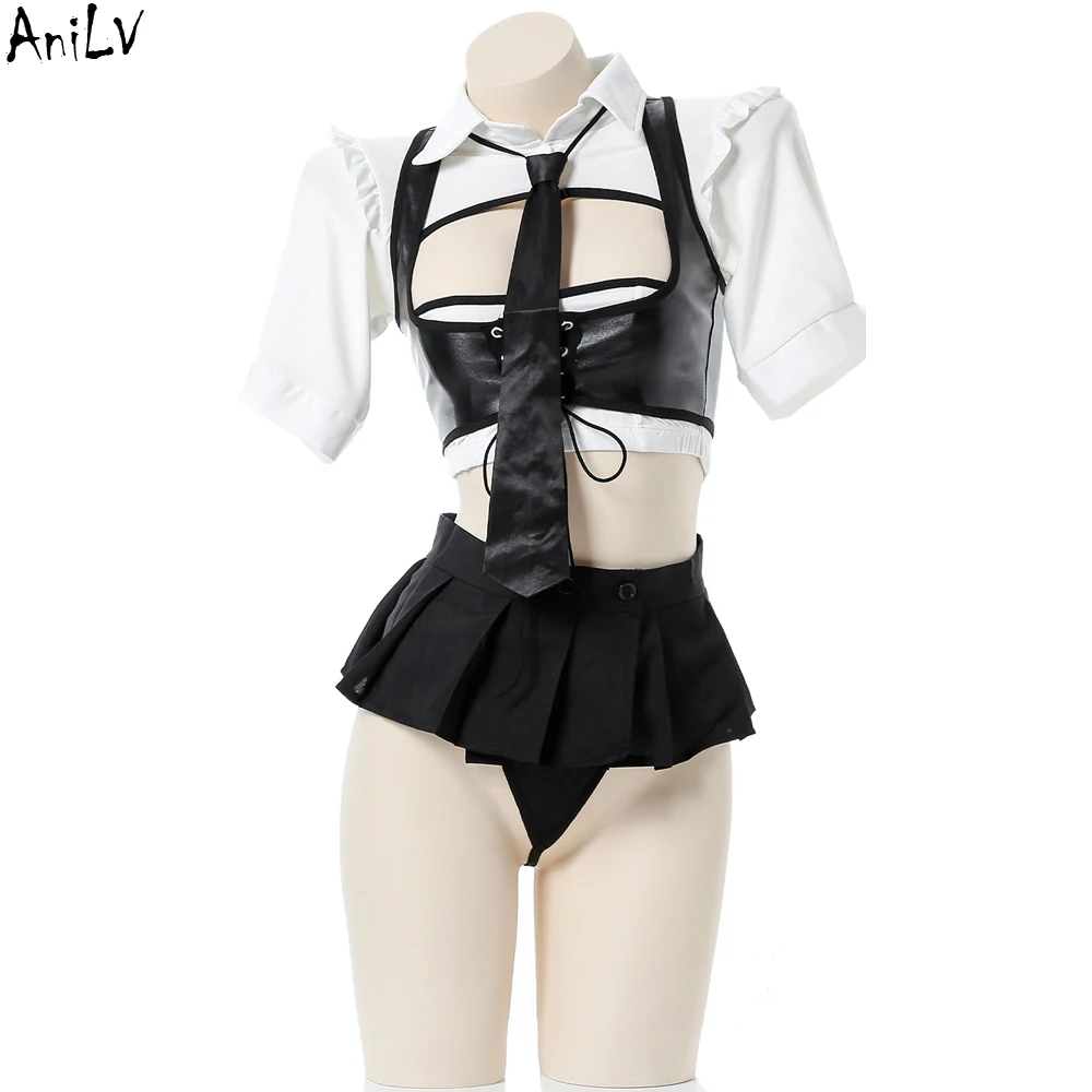 AniLV Sexy Female Instructor Uniform Mini Skirt Role Play Erotic Lingerie Outfits Policewoman Temptation Costumes