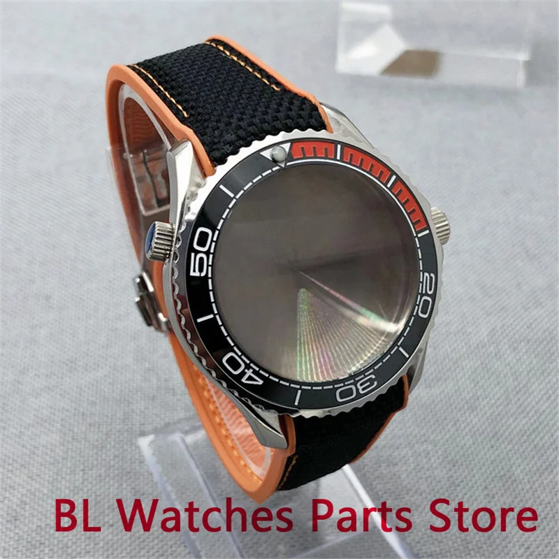 BL 41mm Watch Case Orange Rubber Strap Ceramic Bezel Fit NH34 NH35A Miyota 8215 Automatic Movement Sapphire Glass Waterproof